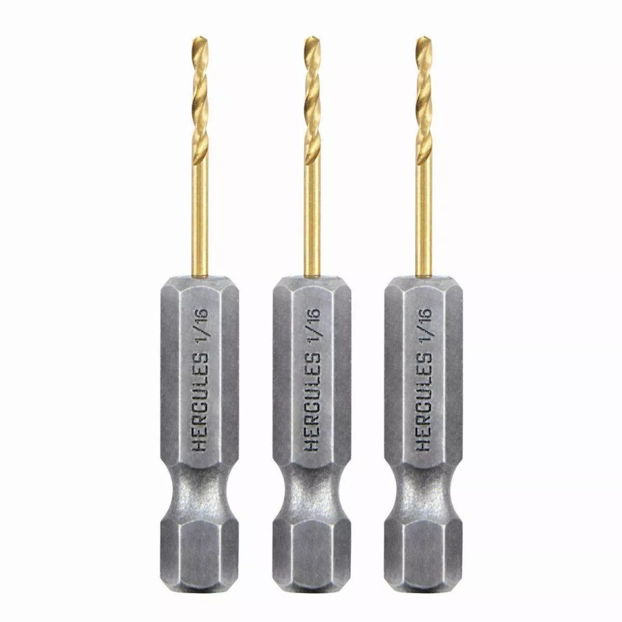 Power Tools Hercules | Hercules 1/16 In. Impact Rated Hex Shank Titanium Drill Bit Set, 3 Piece