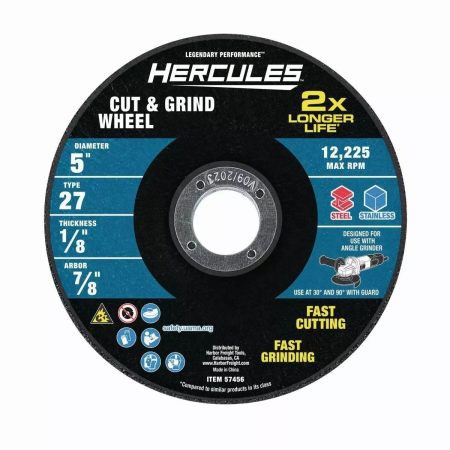 Power Tools Hercules | Hercules 5 In. X 1/8 In. X 7/8 In. Type 27 Cut And Grind Wheel