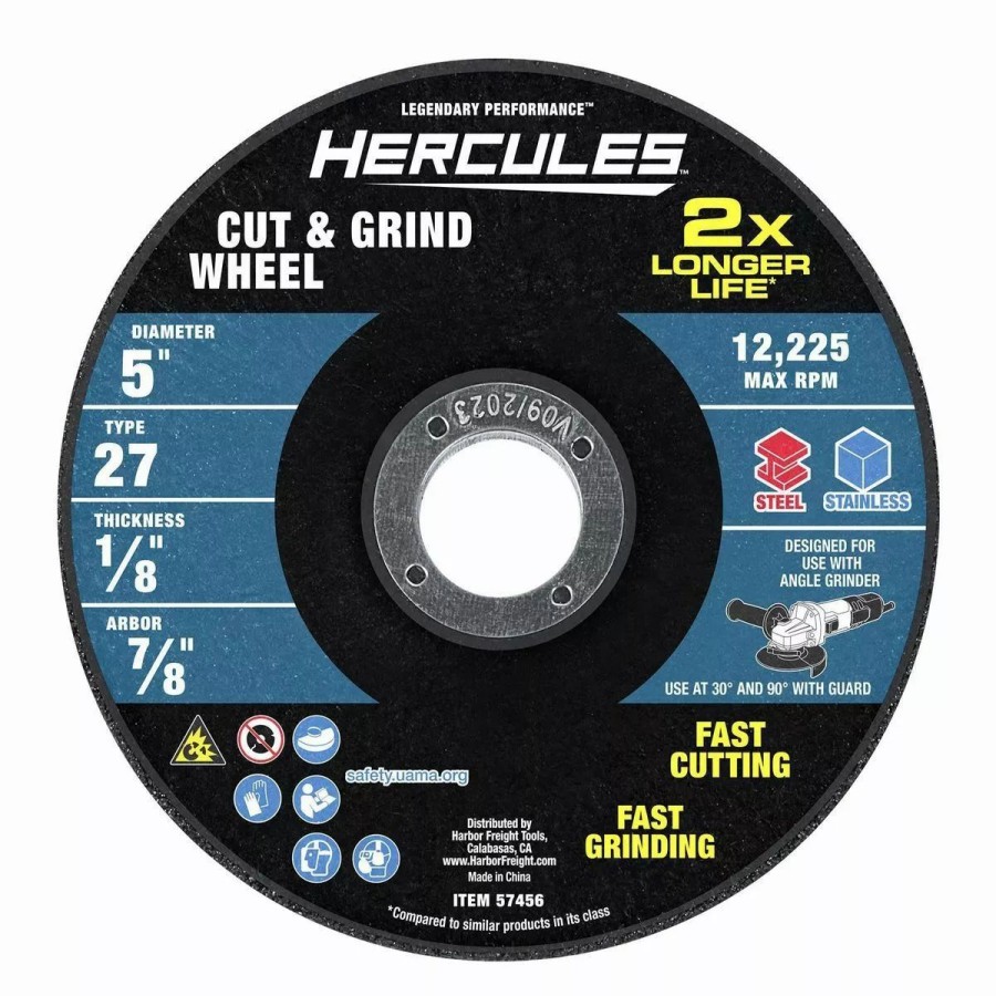 Power Tools Hercules | Hercules 5 In. X 1/8 In. X 7/8 In. Type 27 Cut And Grind Wheel